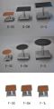 ステンレス製　小品テーブル、花台（ステン、生地にゴム張、穴なし）　丸