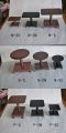 ステンレス製　小品テーブル、花台（ステン、生地塗装）　丸